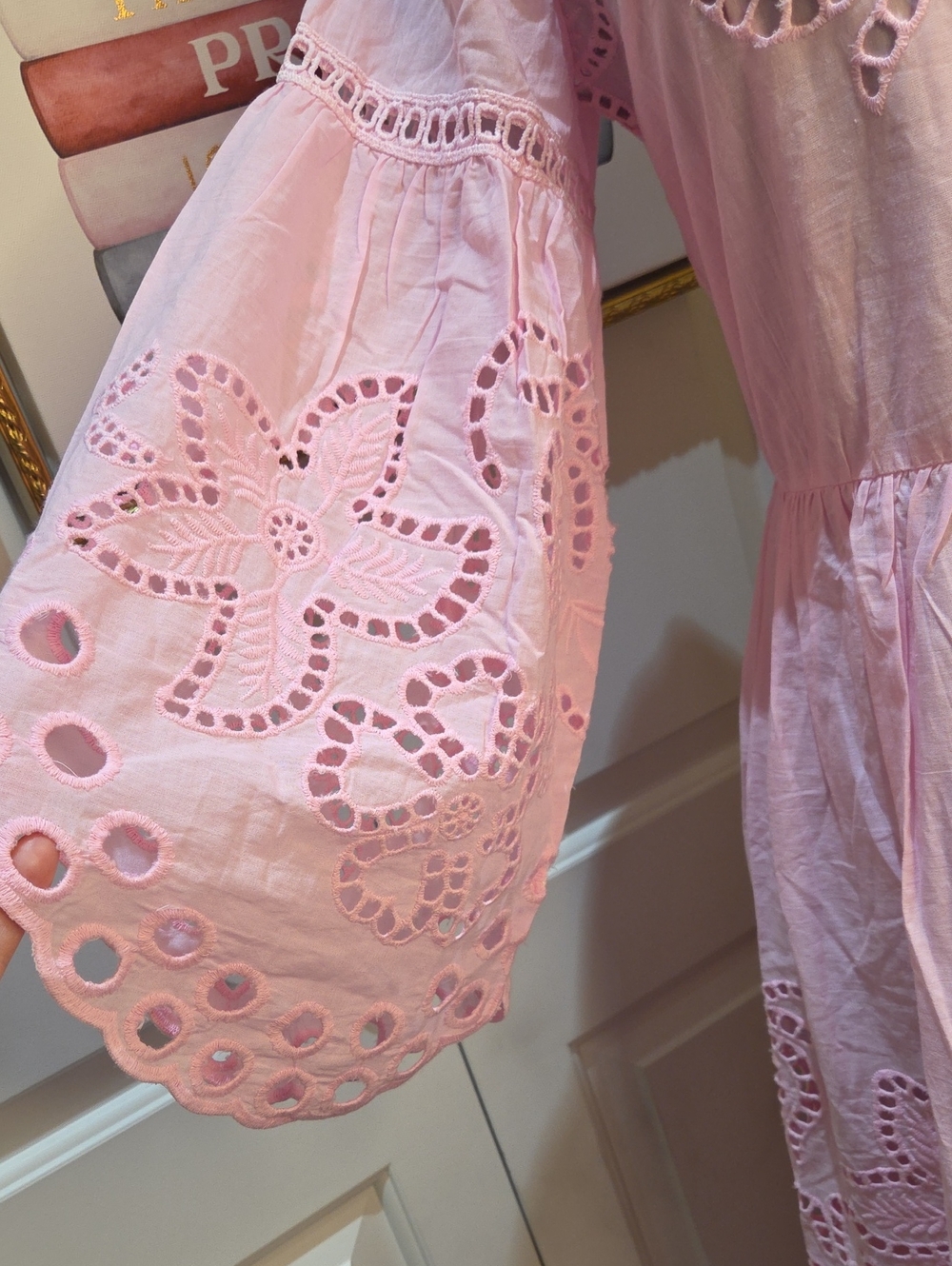 Nwt Large & Mediun Solitaire Pink Eyelet Maxi Dress - Picture 13 of 17